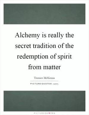 Alchemy is really the secret tradition of the redemption of spirit from matter Picture Quote #1
