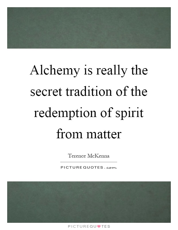 Alchemy is really the secret tradition of the redemption of spirit from matter Picture Quote #1