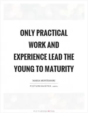 Only practical work and experience lead the young to maturity Picture Quote #1
