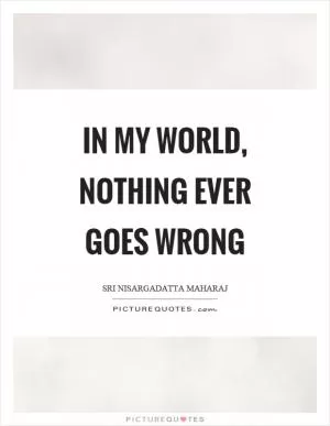 In my world, nothing ever goes wrong Picture Quote #1