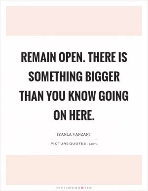 Remain open. There is something bigger than you know going on here Picture Quote #1
