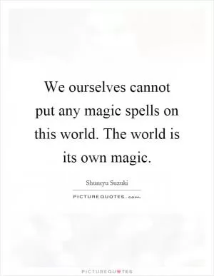 We ourselves cannot put any magic spells on this world. The world is its own magic Picture Quote #1