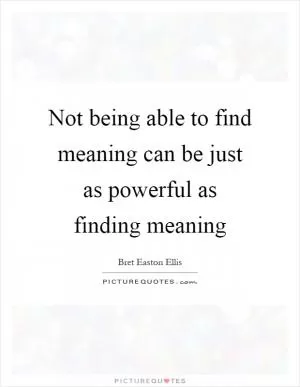Not being able to find meaning can be just as powerful as finding meaning Picture Quote #1