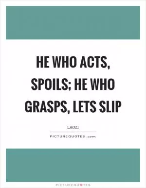 He who acts, spoils; he who grasps, lets slip Picture Quote #1