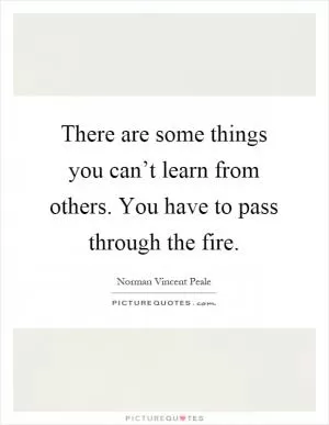 There are some things you can’t learn from others. You have to pass through the fire Picture Quote #1