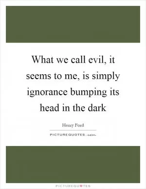What we call evil, it seems to me, is simply ignorance bumping its head in the dark Picture Quote #1