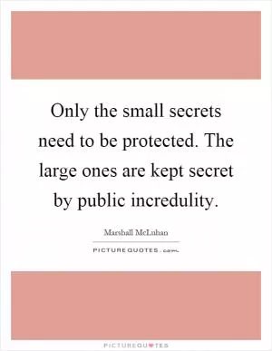 Only the small secrets need to be protected. The large ones are kept secret by public incredulity Picture Quote #1