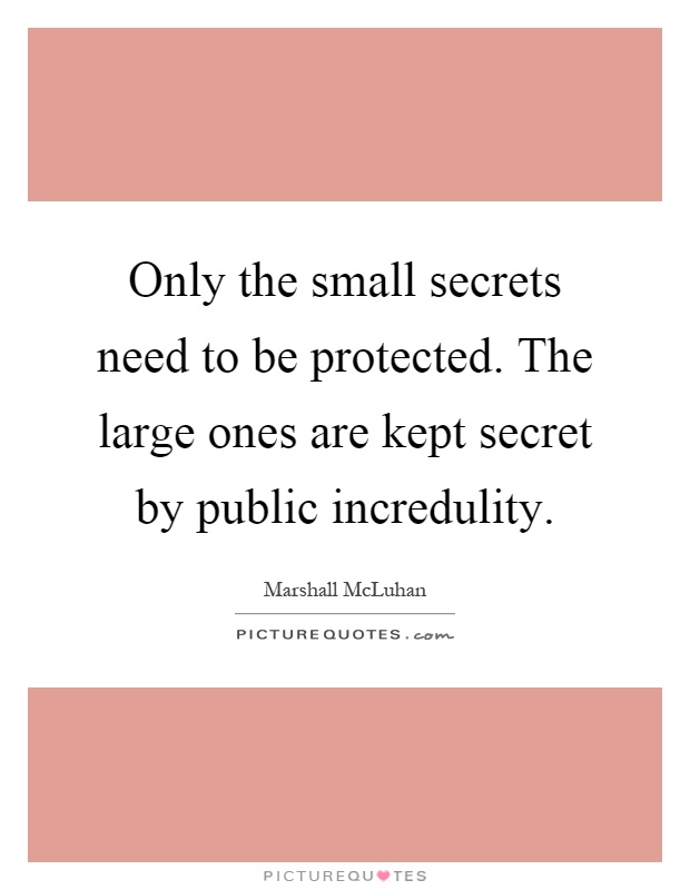 Only the small secrets need to be protected. The large ones are kept secret by public incredulity Picture Quote #1