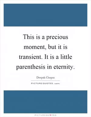 This is a precious moment, but it is transient. It is a little parenthesis in eternity Picture Quote #1