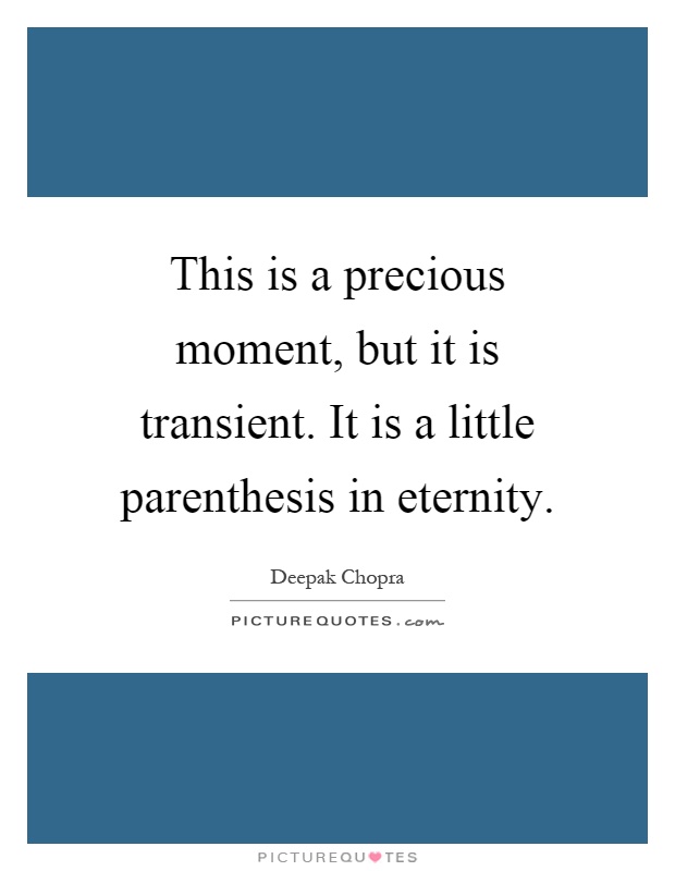 This is a precious moment, but it is transient. It is a little parenthesis in eternity Picture Quote #1