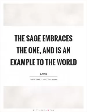 The sage embraces the one, and is an example to the world Picture Quote #1