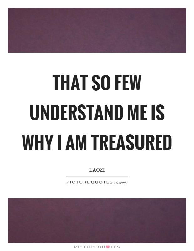That so few understand me is why I am treasured Picture Quote #1