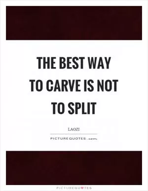The best way to carve is not to split Picture Quote #1