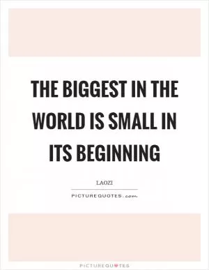 The biggest in the world is small in its beginning Picture Quote #1