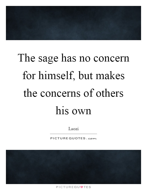 The sage has no concern for himself, but makes the concerns of others his own Picture Quote #1