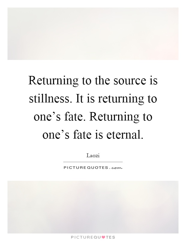 Returning to the source is stillness. It is returning to one's fate. Returning to one's fate is eternal Picture Quote #1