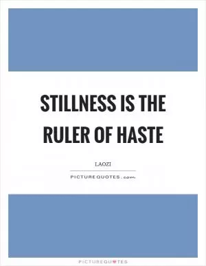 Stillness is the ruler of haste Picture Quote #1