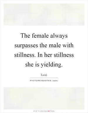 The female always surpasses the male with stillness. In her stillness she is yielding Picture Quote #1