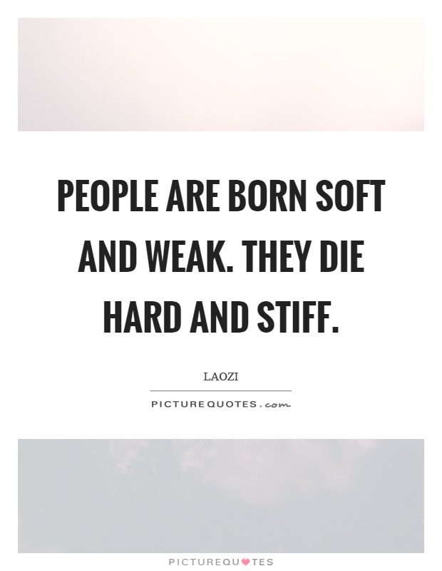 People are born soft and weak. They die hard and stiff Picture Quote #1