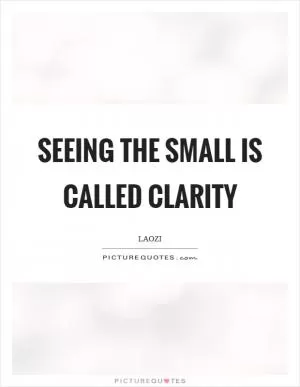 Seeing the small is called clarity Picture Quote #1