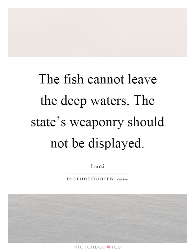 The fish cannot leave the deep waters. The state's weaponry should not be displayed Picture Quote #1