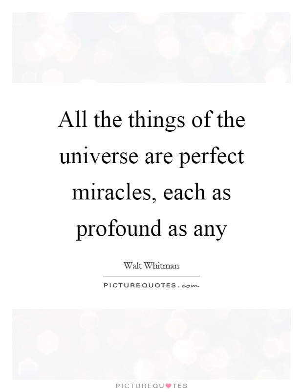 All the things of the universe are perfect miracles, each as profound as any Picture Quote #1