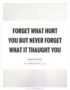Forget what hurt you but never forget what it thaught you Picture Quote #1