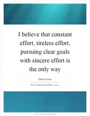 I believe that constant effort, tireless effort, pursuing clear goals with sincere effort is the only way Picture Quote #1