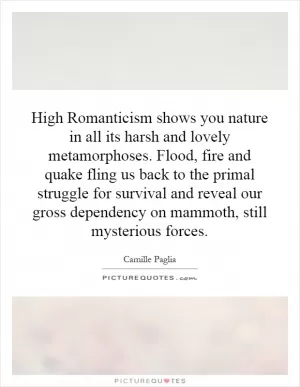 High Romanticism shows you nature in all its harsh and lovely metamorphoses. Flood, fire and quake fling us back to the primal struggle for survival and reveal our gross dependency on mammoth, still mysterious forces Picture Quote #1