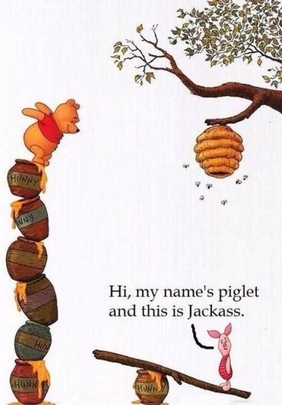 Hi, my name's Piglet and this is Jackass Picture Quote #1