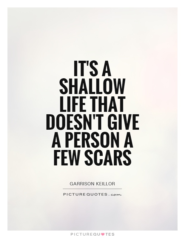 It's a shallow life that doesn't give a person a few scars Picture Quote #1