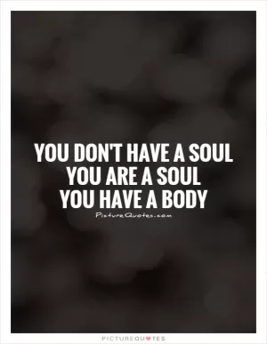 You don't have a soul  You are a Soul You have a body Picture Quote #1