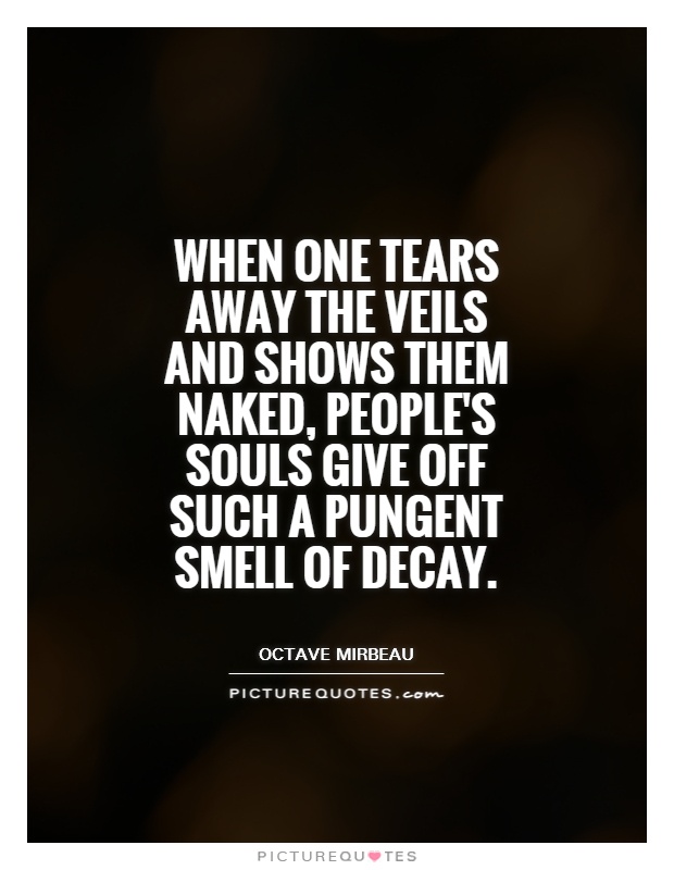 When one tears away the veils and shows them naked, people's souls give off such a pungent smell of decay Picture Quote #1