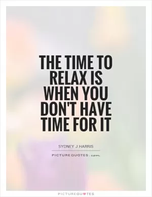 The time to relax is when you don't have time for it Picture Quote #1