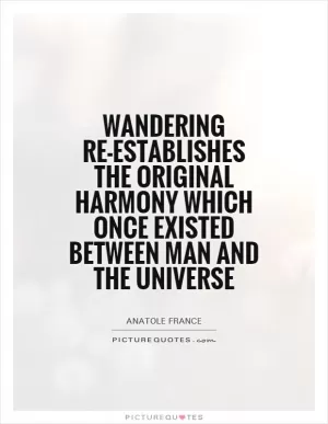 Wandering re-establishes the original harmony which once existed between man and the universe Picture Quote #1