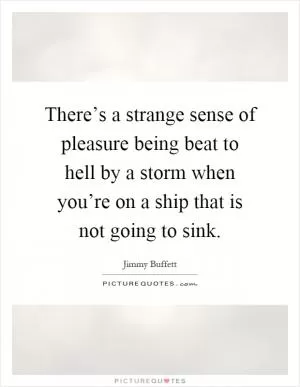There’s a strange sense of pleasure being beat to hell by a storm when you’re on a ship that is not going to sink Picture Quote #1