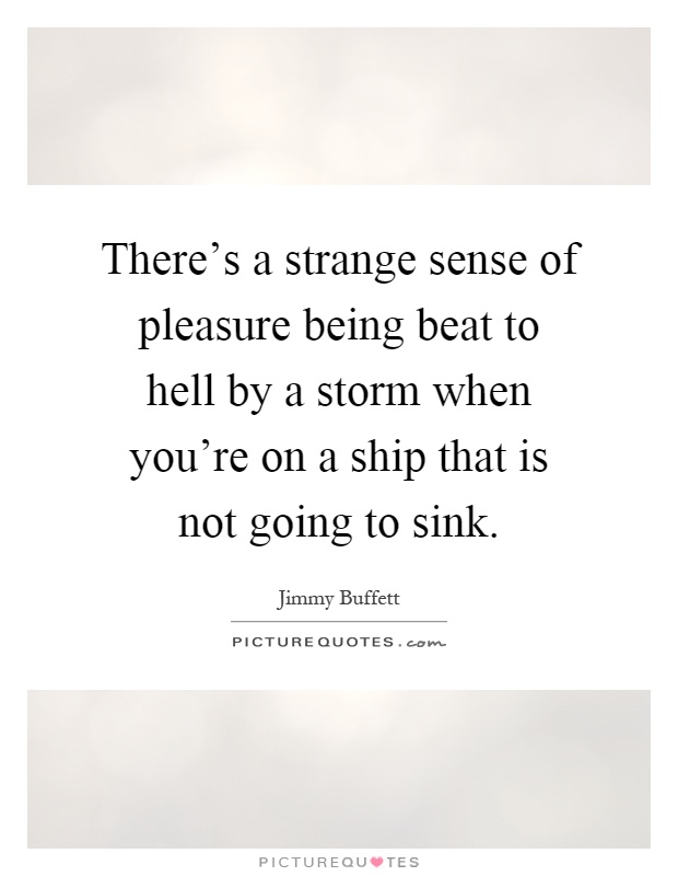 There's a strange sense of pleasure being beat to hell by a storm when you're on a ship that is not going to sink Picture Quote #1