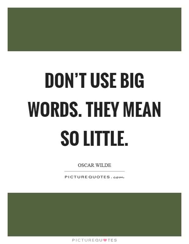 Don't use big words. They mean so little Picture Quote #1