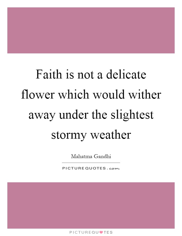 Faith is not a delicate flower which would wither away under the slightest stormy weather Picture Quote #1