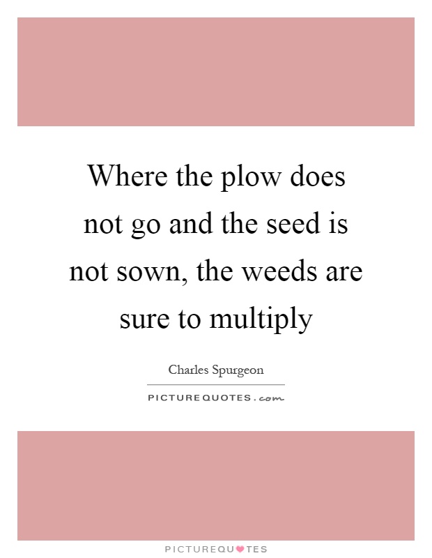 Where the plow does not go and the seed is not sown, the weeds are sure to multiply Picture Quote #1