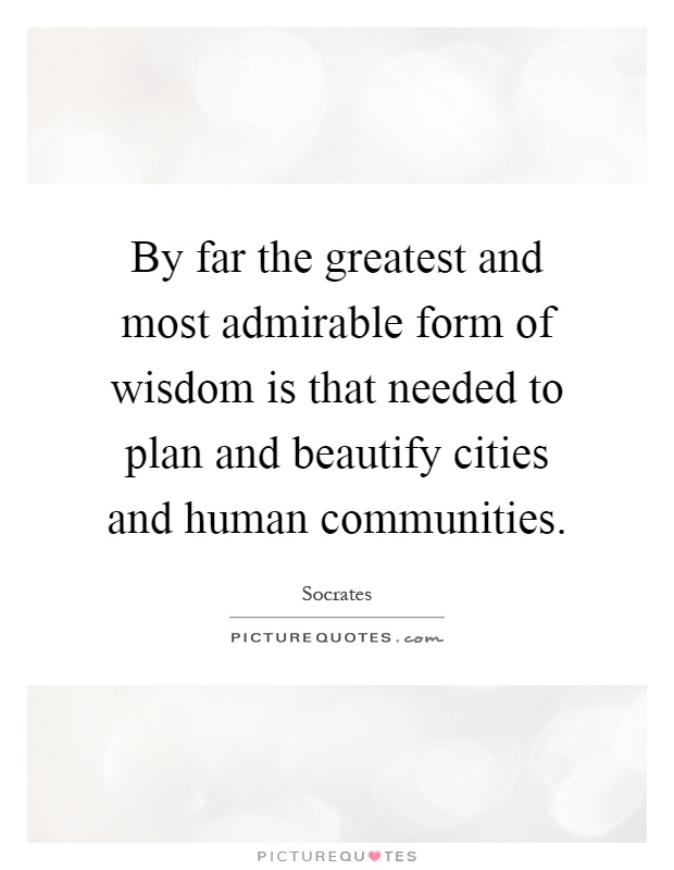 By far the greatest and most admirable form of wisdom is that needed to plan and beautify cities and human communities Picture Quote #1