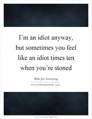 I’m an idiot anyway, but sometimes you feel like an idiot times ten when you’re stoned Picture Quote #1