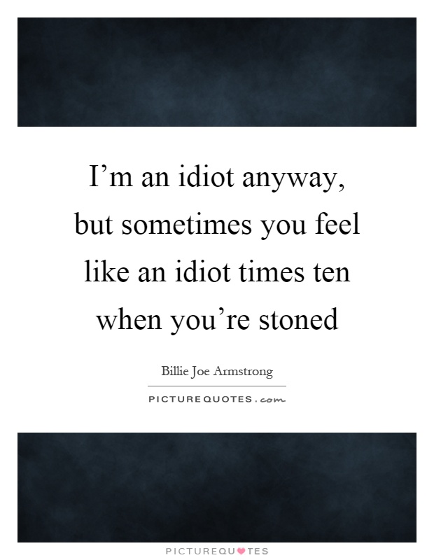 I'm an idiot anyway, but sometimes you feel like an idiot times ten when you're stoned Picture Quote #1