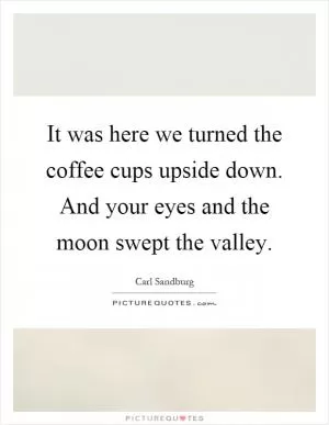 It was here we turned the coffee cups upside down. And your eyes and the moon swept the valley Picture Quote #1