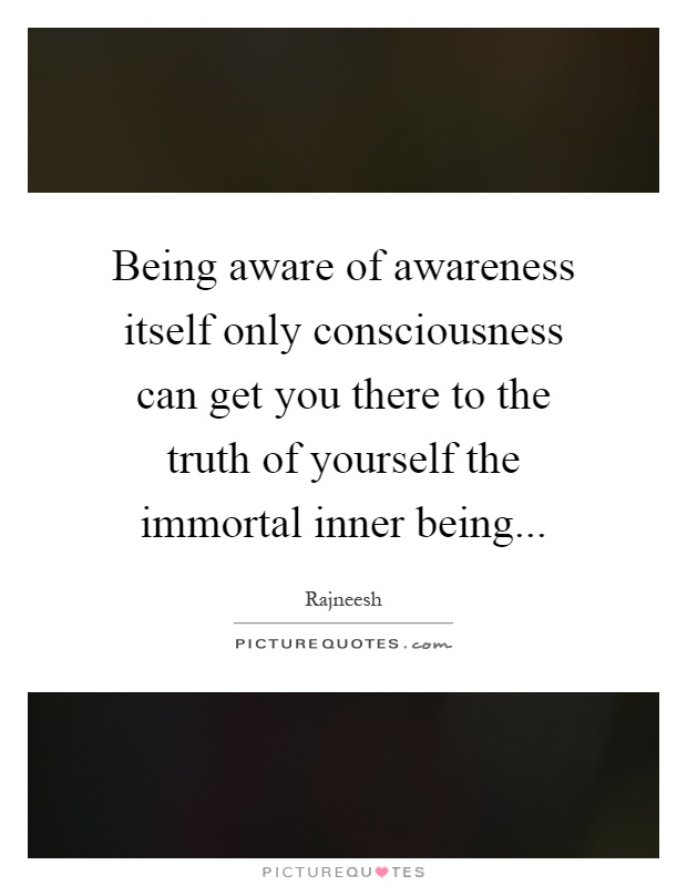 Being aware of awareness itself only consciousness can get you there to the truth of yourself the immortal inner being Picture Quote #1