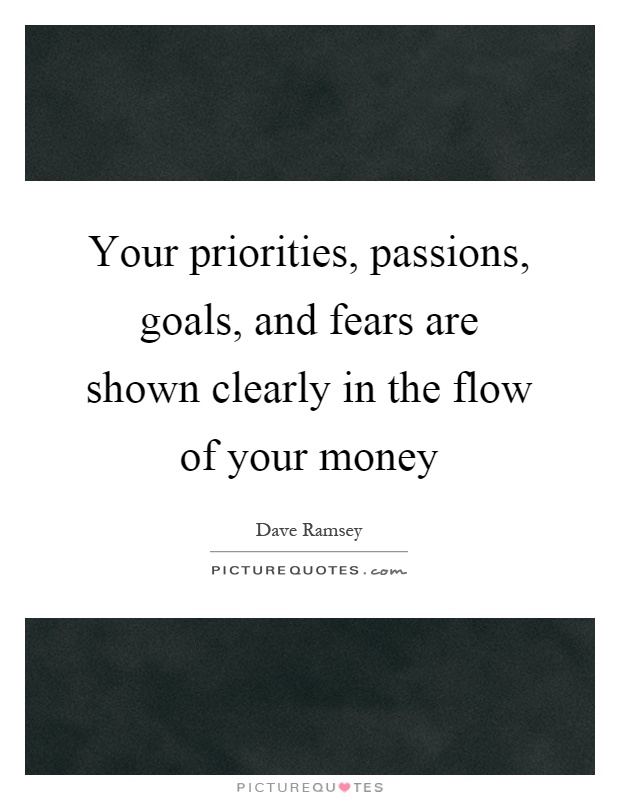 Your priorities, passions, goals, and fears are shown clearly in the flow of your money Picture Quote #1