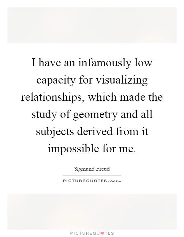 I have an infamously low capacity for visualizing relationships, which made the study of geometry and all subjects derived from it impossible for me Picture Quote #1
