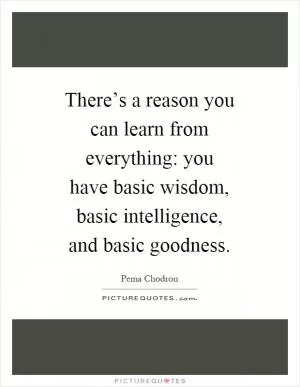 There’s a reason you can learn from everything: you have basic wisdom, basic intelligence, and basic goodness Picture Quote #1