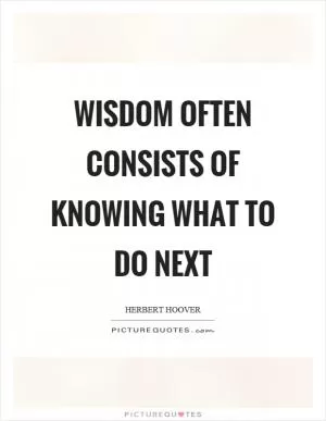 Wisdom often consists of knowing what to do next Picture Quote #1