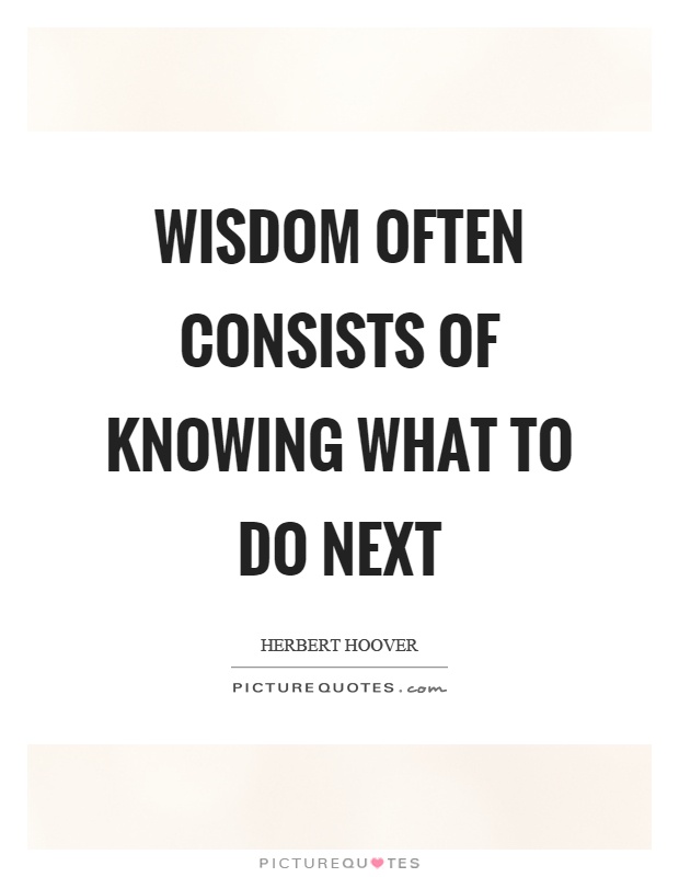 Wisdom often consists of knowing what to do next Picture Quote #1